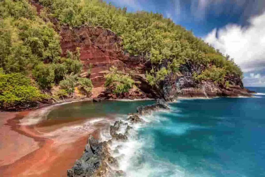 Red sands on the beach of Maui