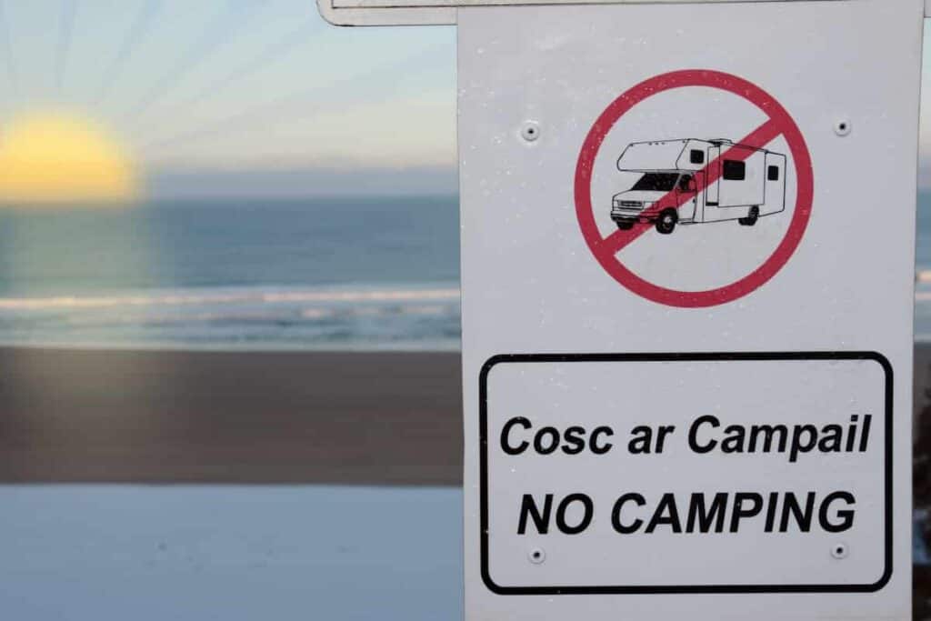 national campgrounds have signs indicating if you can camp on the beach