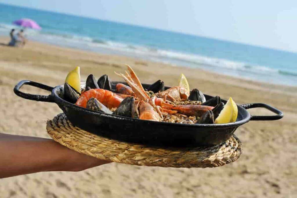 paella is a specialty from Valencia spain and perfect for the beach