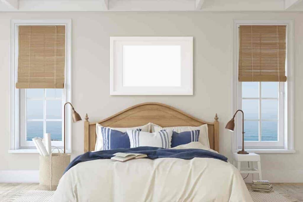 coastal bedroom theme ideas using blue stripes