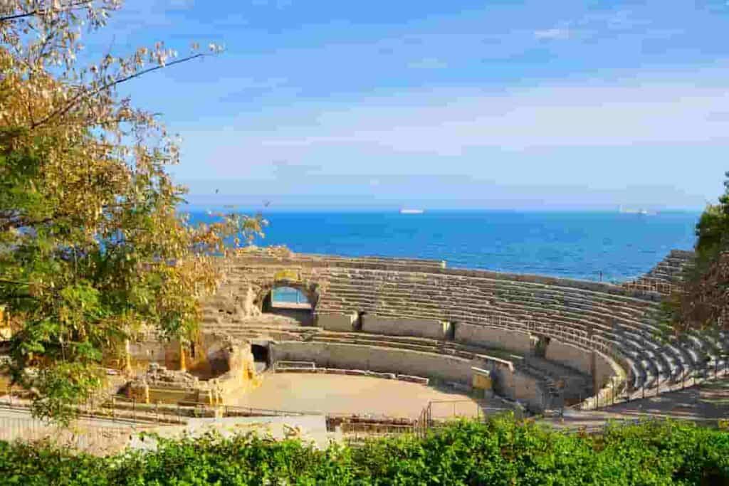 roman amphitheater is close the the tarragona spain beaches and city center