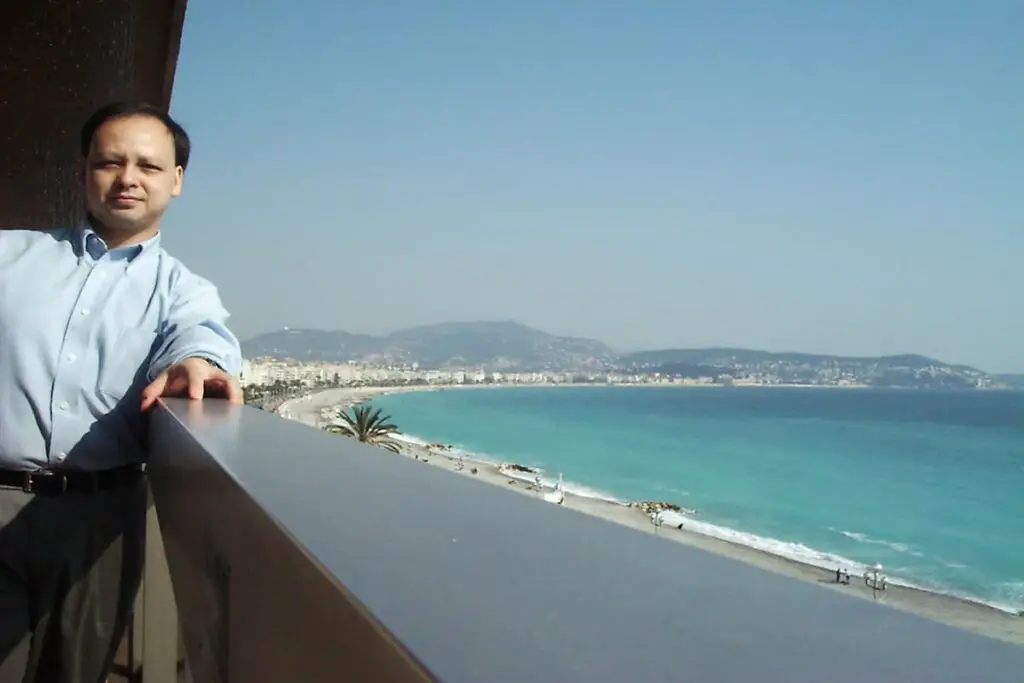 Michael on balcony overlooking Nice, France