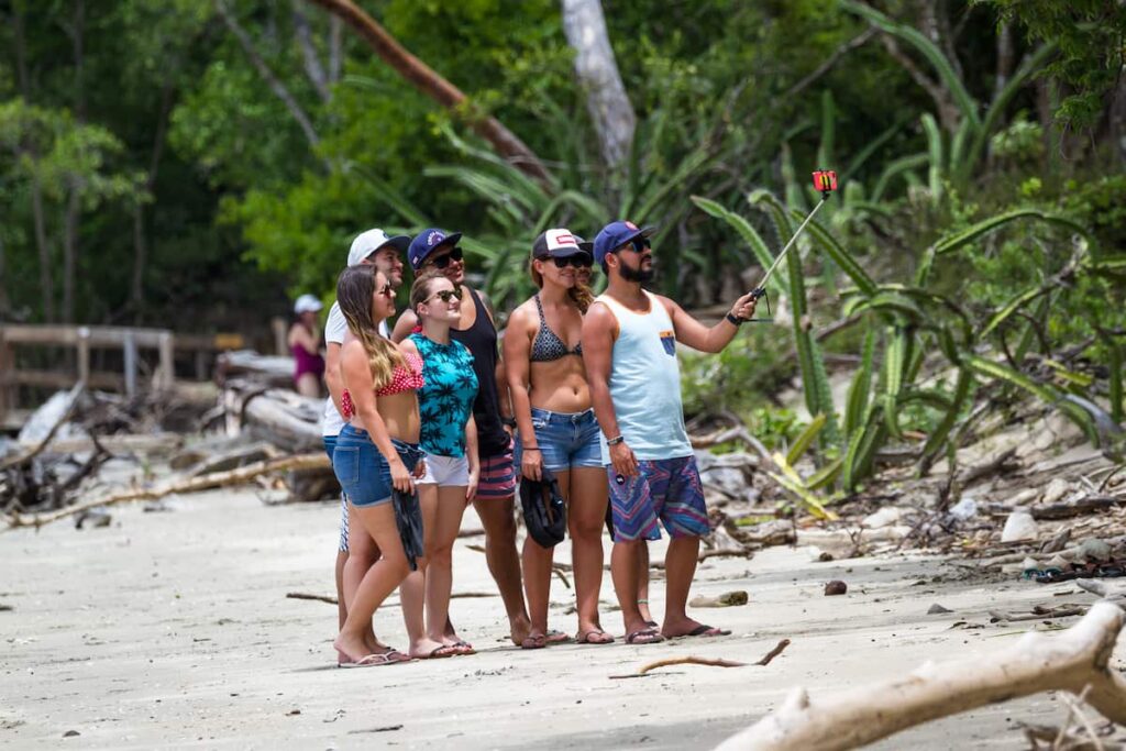 Family photo selfie on Costa Rica beach