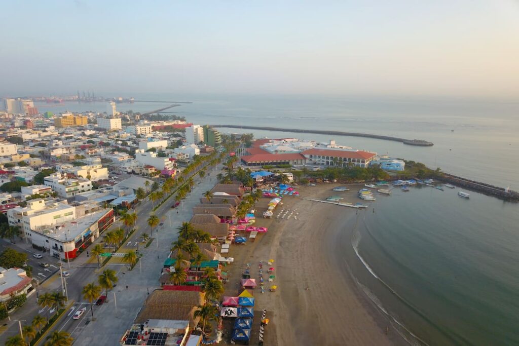 Aerial view of the coast in Veracruz Mexico