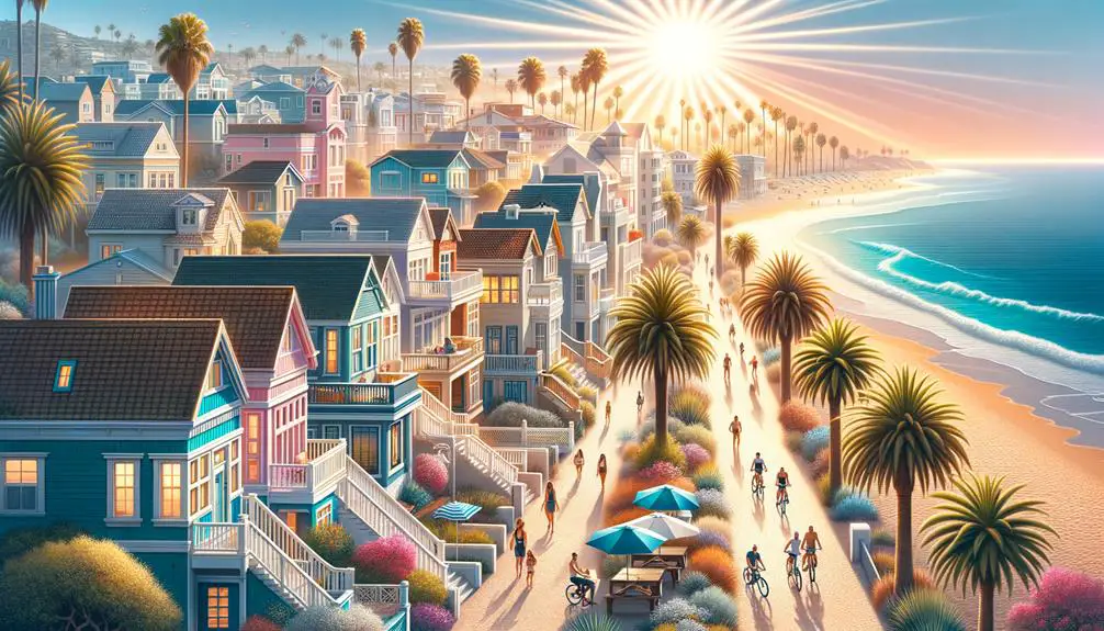 sun shining down a california beach town, 7 Scenic and Walkable Beach Towns in California to Explore